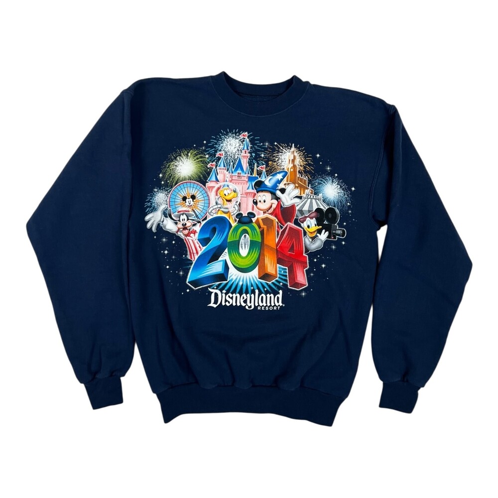 Disneyland Resort 2014 Sweatshirt Mens Small Blue Mickey Fleece Graphic Y2K